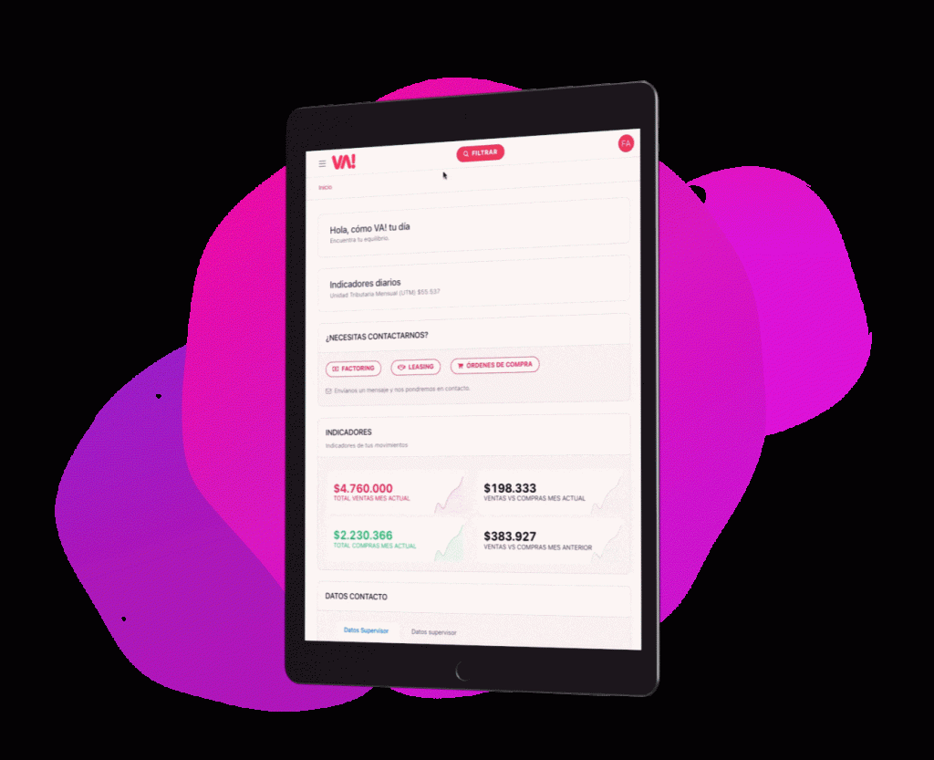 Gif de la plataforma en una tablet