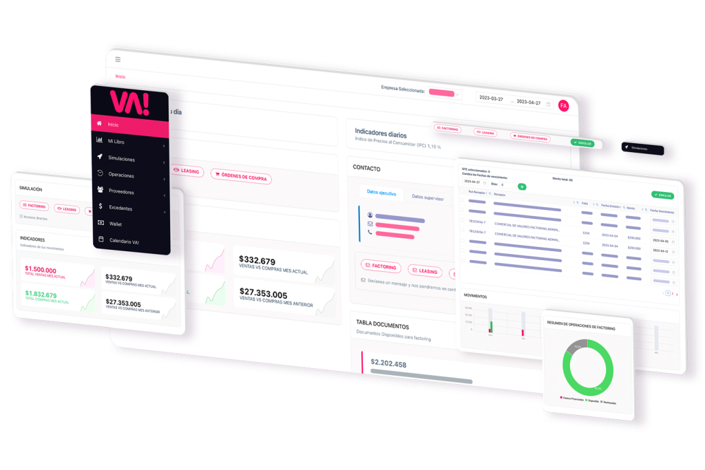 VIsta plataforma VA! modulos importantes del dashboard